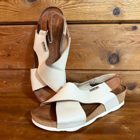 PIKOLINOS Wedge Sandals Leather Mahon for Woman Size 7 - Picture 1 of 4